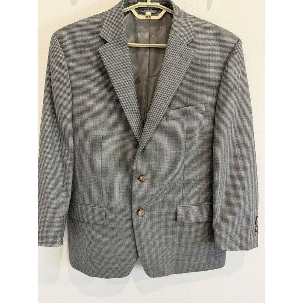 Lauren Ralph Lauren Black Label Gray Houndstooth Wool‎ Blend Blazer Jacket 42R